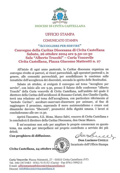 Ufficio Stampa -  Comunicato Stampa 24/10/2024